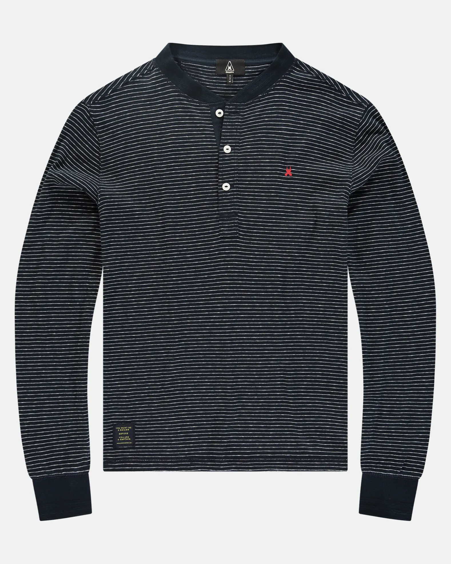 De 100% Katoenen Henley Stripe